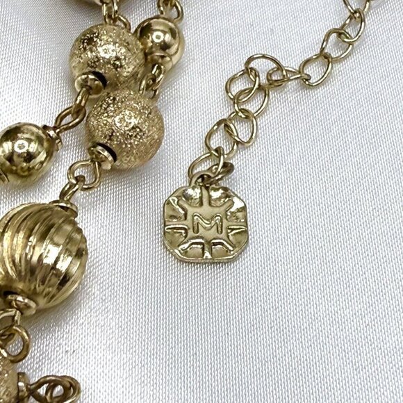 Vintage MONET Spiral Textured Ball 28" Necklace and Earrings - Picture 4 of 7